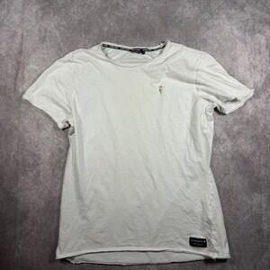Bjorn Borg Mens White Ice Cream Cone Embroidered T-Shirt‎ Size M Raw Hem Y2K